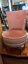 A 1930's pink Draylon covered nursing chair COLLECT ONLY