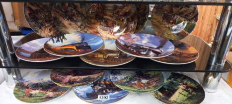 A quantity of collectors cabinet plates of mainly steam trains and some farming scenes some with