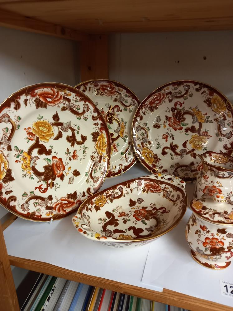 6 Mason Ironstone 'Brown Velvet' dinner plates and a jug, dish and lidded pot COLLECT ONLY - Image 2 of 3