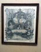 A framed and glazed engraving featuring Windsor Castle glass A/F COLLECT ONLY