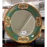 A 19/20c oval bevel edge mirror with floral pattern frame COLLECT ONLY