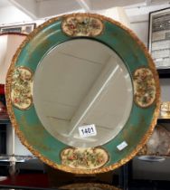 A 19/20c oval bevel edge mirror with floral pattern frame COLLECT ONLY