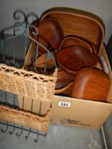 A box of hardwood serving bowls etc.,