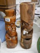 Two wooden tribal carvings.