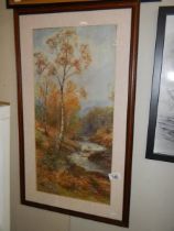 A framed and glazed mountain/river scene print, COLLECT ONLY.
