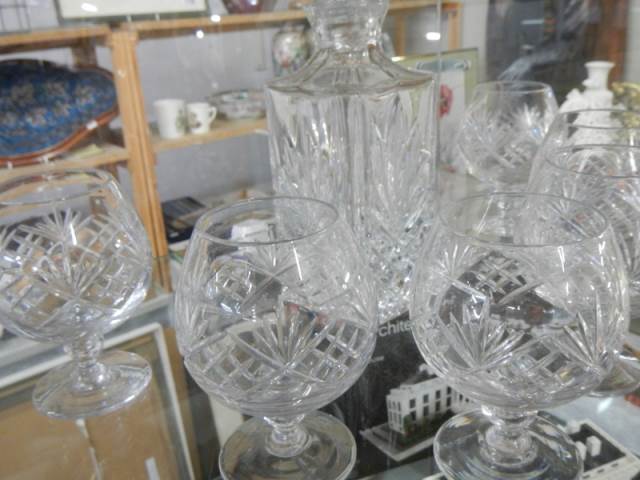 A crystal decanter and six brandy glasses. COLLECT ONLY. - Image 2 of 4