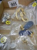 Seahorse earrings, blue ceramic earrings, 4 prs of stud earrings & 2 prs of clear stone earrings.