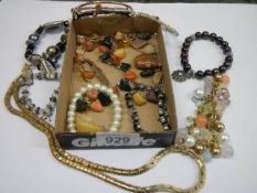 A quantity of polished stone costume jewellery etc., including pendants, earrings etc.,
