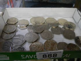 A collection of thirty 50p coins including Beatrix Potter, Paddington etc.,