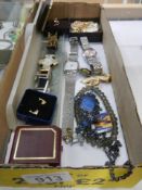 A mixed lot of watches, cuff links etc.,