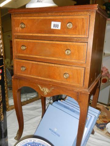 An Edwardian mahogany three drawer side chest. COLLECT ONLY. - Image 2 of 2