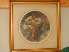A circular print by Frank O Salisbury entitled 'Wonders of the Sea' in gilt frame, COLLECT ONLY.