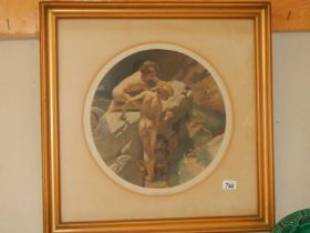 A circular print by Frank O Salisbury entitled 'Wonders of the Sea' in gilt frame, COLLECT ONLY.