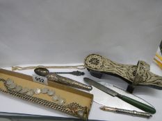 A mixed lot of silver items including chains, coin bracelet etc.,