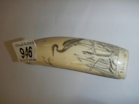 A resin scrimshaw