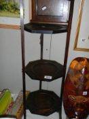 A 1930's oak three tier cake stand, COLLECT ONLY