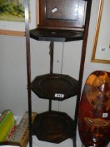 A 1930's oak three tier cake stand, COLLECT ONLY