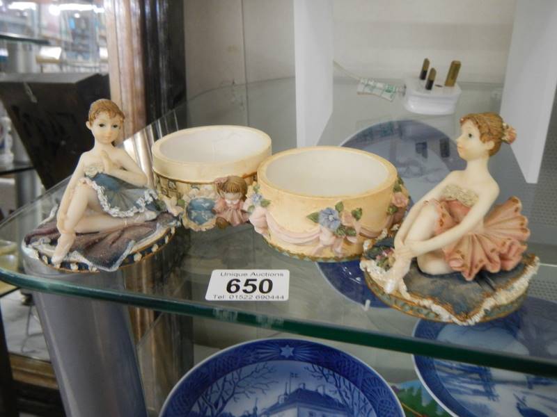 Two trinket boxes with ballerina's on top. - Image 2 of 2