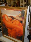 A large gilt framed and glazed print entitled 'Flaming June' by Frederic Lord Leighton. COLLECT