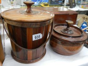 A Costa Rican wooden ice bucket with matching lidded salad bowl.