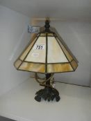 A vintage table lamp with Tiffany style leaded glass shade. COLLECT ONLY.