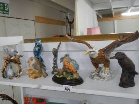 A mixed lot of bird figure including Coalport Robin, County artists baby Kingfisher,