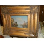 A small Venetian scene with broad ornate frame, 36 x 31cm COLLECT ONLY