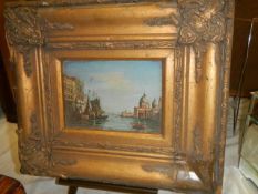 A small Venetian scene with broad ornate frame, 36 x 31cm COLLECT ONLY