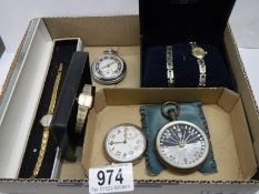 A mixed lot of pocket and wrist watches etc.,