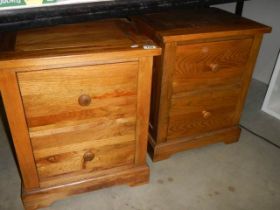 A pair of oak bedside cabinets. COLLECT ONLY.