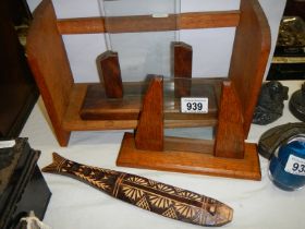 A quantity of wooden items including two deco frames.