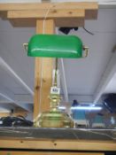 A bankers lamp with green glass shade in working order/