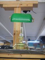 A bankers lamp with green glass shade in working order/
