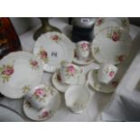 A Crown Staffordshire pink rose tea set, COLLECT ONLY.