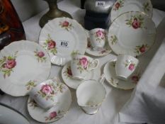 A Crown Staffordshire pink rose tea set, COLLECT ONLY.