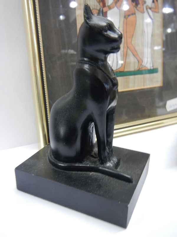 An Egyptian picture and two Egyptian God Bastet items. - Image 2 of 7