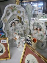 19th century Staffordhire figures being two courting couples and two others.