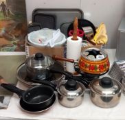 A good lot of kitchenalia including saucepans COLLECT ONLY