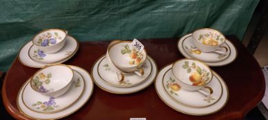 A vintage Bavarian fruit pattern 12 piece tea set