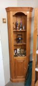 A solid pine corner unit with cupboard base H152cm x W60cm x D33cm COLLECT ONLY