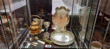 A silver napkin and a quantity of silver plate