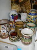 A mixed lot of pottery jugs and vases. COLLECT ONLY.