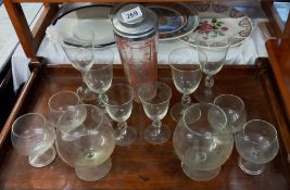 A quantity of vintage drinking glasses and a cocktail shaker