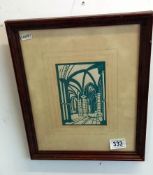 A watercolour of inside Canterbury Cathederal signed JR Greenfield 1978 COLLECT ONLY