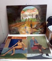 A quantity of paintings on board COLLECT ONLY