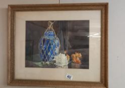 A framed and glazed still life watercolour, 57 x 45 cm, COLLECT ONLY