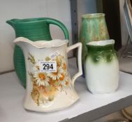 A quantity of vases and jugs including Sylvac