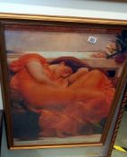 A framed and glazed museum poster entitled 'Flaming June' COLLECT ONLY.