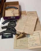 Royal Observer Corps cloth badges and quantity of vintage printed ephemera