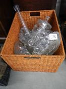 A good lot of glassware in a wicker basket, COLLECT ONLY.